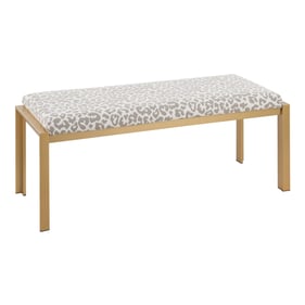 LumiSource Fuji Gold Grey Fabric Bench