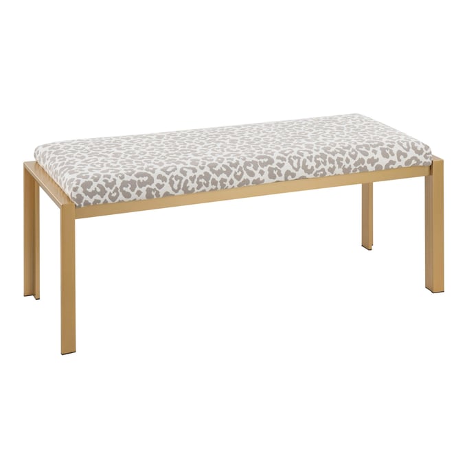 LumiSource Fuji Gold Grey Fabric Bench LUMI-BC-FUJI-AUGYL