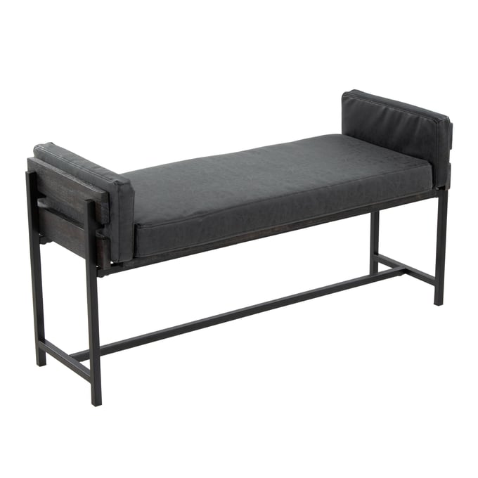 LumiSource Kari Grey Black 18 Inch Bench LUMI-BC18-KARIPU2-BKGYBK1