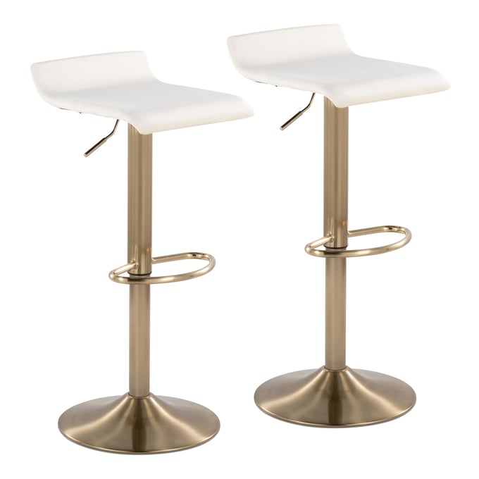 2 LumiSource Ale Cream Swivel Adjustable Height Barstools LUMI-BS-ALE-BAUVCR2