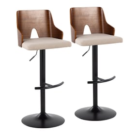 2 LumiSource Ariana Black Beige Swivel Adjustable Barstools