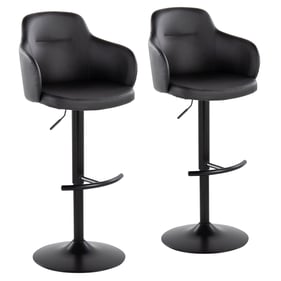 2 LumiSource Boyne Black Swivel Adjustable Barstools with Rounded T Footres...