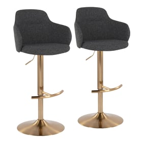 2 LumiSource Boyne Gold Dark Grey Swivel Adjustable Barstools with Rounded ...