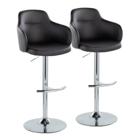 2 LumiSource Boyne Chrome Black Swivel Adjustable Barstools with Rounded T ...