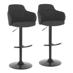 2 LumiSource Boyne Black Dark Grey Swivel Adjustable Barstools