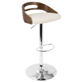 LumiSource Cassis Walnut Cream Swivel Adjustable Barstool