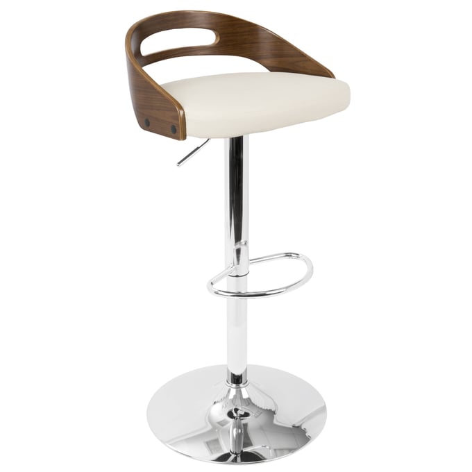 LumiSource Cassis Walnut Cream Swivel Adjustable Barstool LUMI-BS-CASS-WL-CR