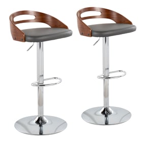 2 LumiSource Cassis Walnut Grey Swivel Adjustable Barstools