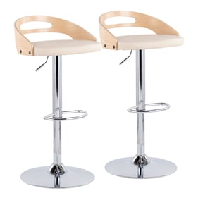 2 LumiSource Cassis Natural Cream Swivel Adjustable Barstools