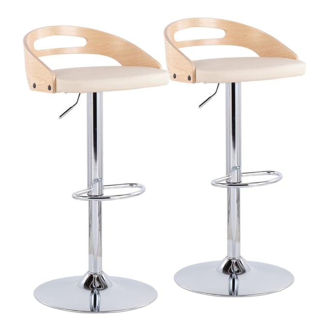 2 LumiSource Cassis Natural Cream Swivel Adjustable Barstools LUMI-BS-CASSIS2-SWVOVL-NACR2