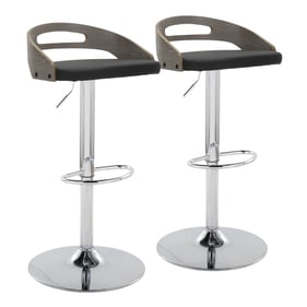 2 LumiSource Cassis Light Grey Black Swivel Adjustable Barstools