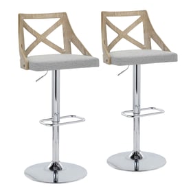 2 LumiSource Charlotte Light Grey Swivel Adjustable Height Barstools