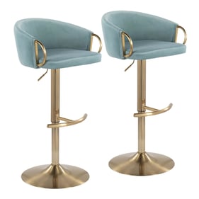 2 LumiSource Claire Gold Light Blue Adjustable Bar Stools