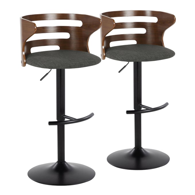 2 LumiSource Cosi Black Charcoal Swivel Adjustable Barstools LUMI-BS-COSIFB-RT2-BKWLCHAR2