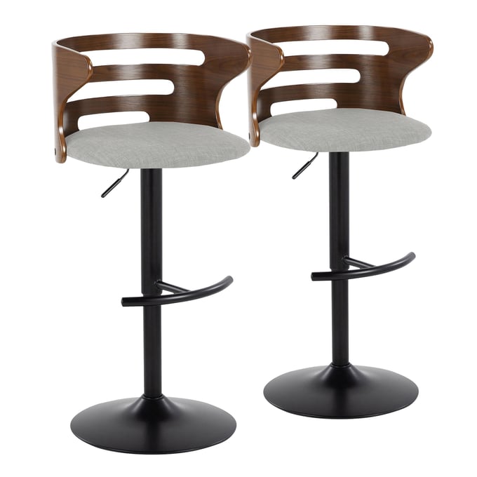 2 LumiSource Cosi Black Grey Swivel Adjustable Barstools LUMI-BS-COSIFB-RT2-BKWLGY2