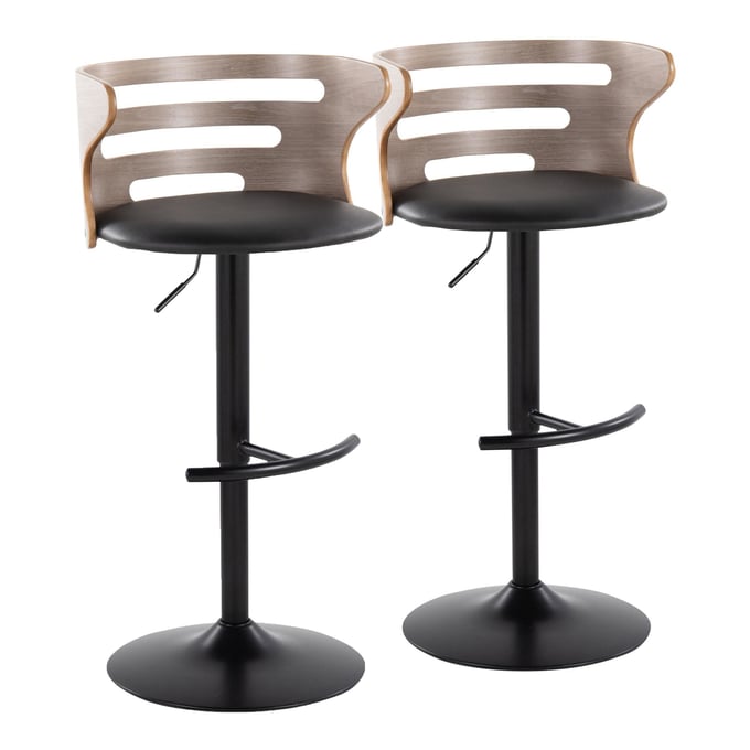 2 LumiSource Cosi Black Swivel Adjustable Barstools LUMI-BS-COSIPU-RT2-BKLGYBK2