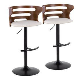 2 LumiSource Cosi Walnut Cream Swivel Adjustable Barstools