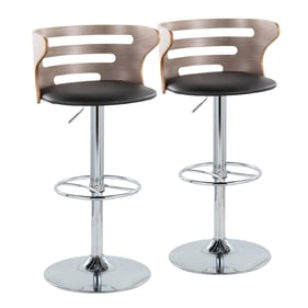 2 LumiSource Cosi Light Grey Black Swivel Adjustable Barstools