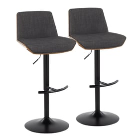 2 LumiSource Corazza Charcoal Swivel Adjustable Barstools