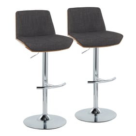 2 LumiSource Corazza Walnut Charcoal Swivel Adjustable Barstools