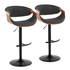 2 LumiSource Curvo Charcoal Swivel Adjustable Barstools