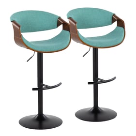 2 LumiSource Curvo Teal Swivel Adjustable Barstools