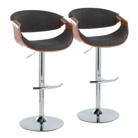 2 LumiSource Curvo Charcoal Fabric Swivel Adjustable Barstools