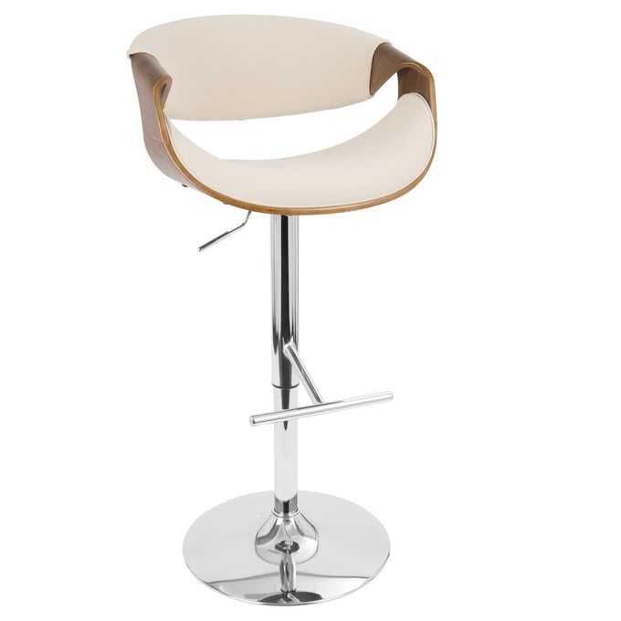 LumiSource Curvo Cream Swivel Adjustable Barstool LUMI-BS-CURVO-WL-CR