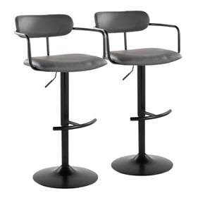 2 LumiSource Demi Grey Swivel Adjustable Height Barstools