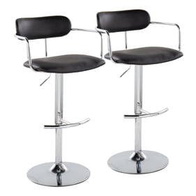 2 LumiSource Demi Chrome Black Swivel Adjustable Height Barstools