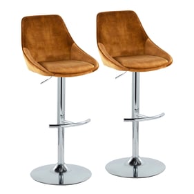 2 LumiSource Diana Chrome Yellow Velvet Adjustable Bar Stools