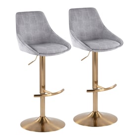 2 LumiSource Diana Gold Grey Adjustable Bar Stools