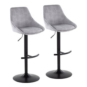 2 LumiSource Diana Black Grey Swivel Adjustable Barstools