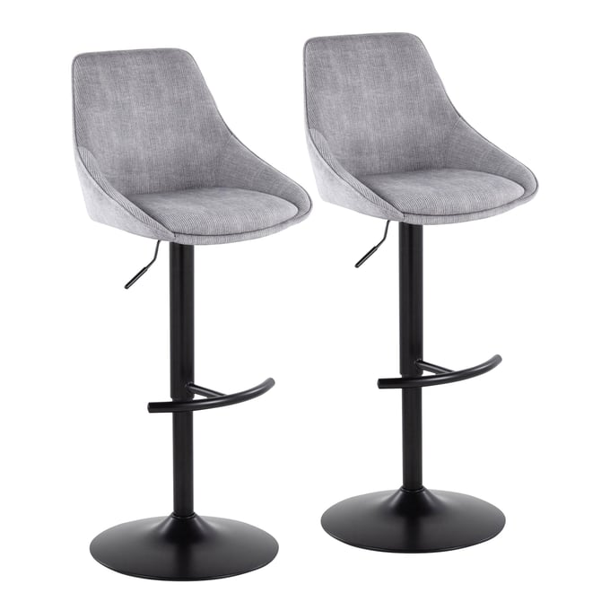 2 LumiSource Diana Black Grey Swivel Adjustable Barstools LUMI-BS-DIANACOR-RT2-BKGY2