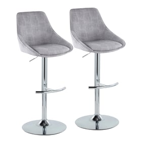 2 LumiSource Diana Chrome Grey Adjustable Bar Stools