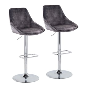 2 LumiSource Diana Grey Swivel Adjustable Barstools with Rounded Rectangle ...