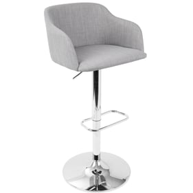 LumiSource Daniella Light Grey Swivel Adjustable Barstool