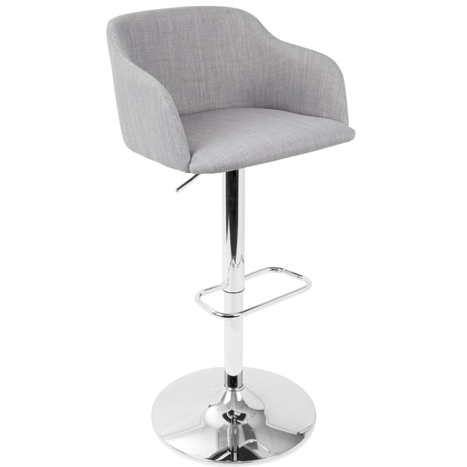 LumiSource Daniella Light Grey Swivel Adjustable Barstool LUMI-BS-DNLLA-LGY