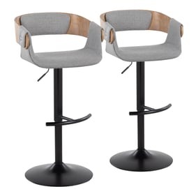 2 LumiSource Elisa Whitewashed Grey Swivel Adjustable Barstools with Black ...