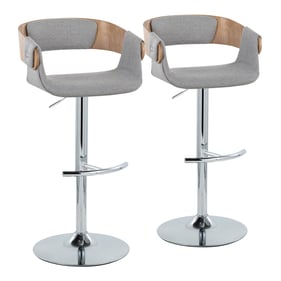 2 LumiSource Elisa Whitewashed Grey Swivel Adjustable Barstools with Chrome...