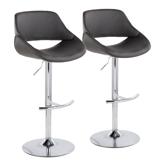 2 LumiSource Fabrico Grey Adjustable Bar Stools LUMI-BS-FABRICOPU-RT2-CHRMGY2