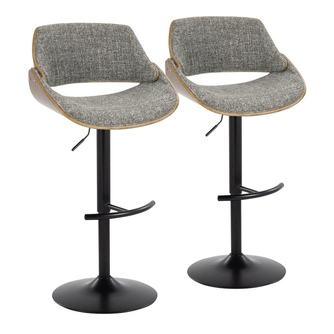 2 LumiSource Fabrizzi Grey Adjustable Barstools LUMI-BS-FBZZ-RT2-BKWLGY2