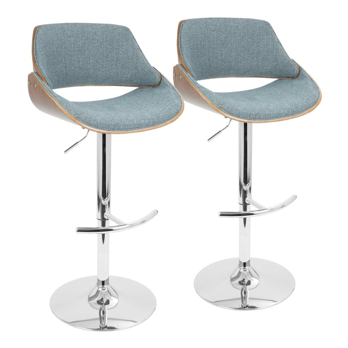 2 LumiSource Fabrizzi Blue Swivel Adjustable Barstools LUMI-BS-FBZZ2-SWVRT-WLBU2