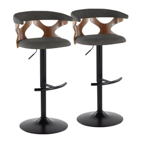 2 LumiSource Gardenia Walnut Charcoal Swivel Adjustable Barstools