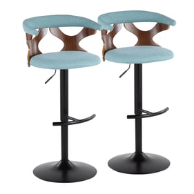 2 LumiSource Gardenia Walnut Teal Swivel Adjustable Barstools