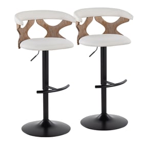 2 LumiSource Gardenia Cream Swivel Adjustable Barstools with Rounded T Foot...