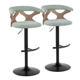 2 LumiSource Gardenia Seafoam Green Swivel Adjustable Barstools with Rounde...