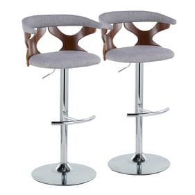 2 LumiSource Gardenia Light Grey Fabric Swivel Adjustable Barstools