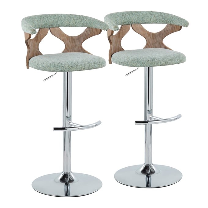 2 LumiSource Gardenia Seafoam Green Swivel Adjustable Barstools LUMI-BS-GARDFB-RT2-CHRWWSGN2