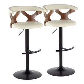 2 LumiSource Gardenia Cream PU Swivel Adjustable Barstools